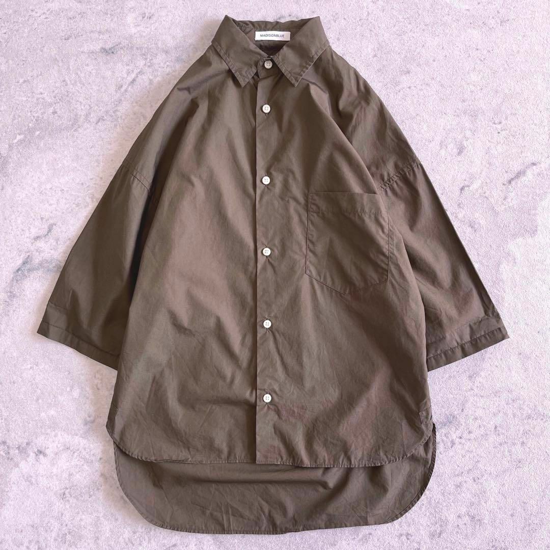 マディソンブルー】美品 J .BRADLEY SHIRT七分袖シャツ ブラウン-