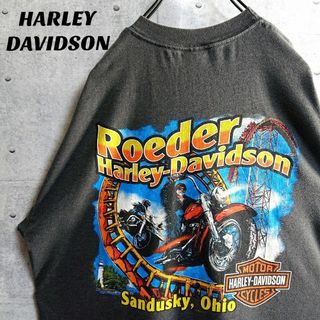 ハーレーダビッドソン(Harley Davidson)の【ハーレーダビッドソン】00s USA製  両面プリント Tシャツ 灰 L(Tシャツ/カットソー(半袖/袖なし))