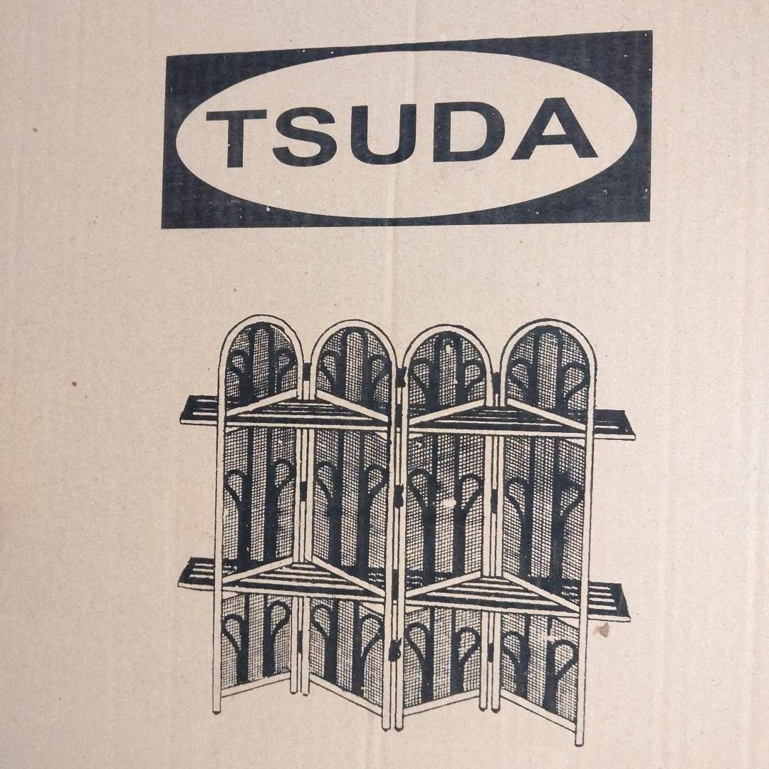 籐スクリーン 棚板付き TSUDA インテリア 家具 収納 籐家具 未使用保管 2