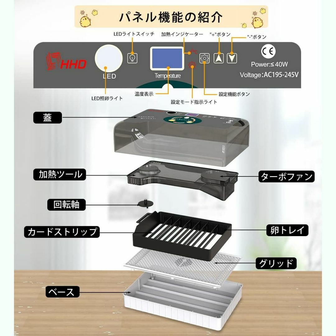 サイズ:12枚】SOHAPI インキュベーター 自動孵卵器 孵化器 自動転卵 の