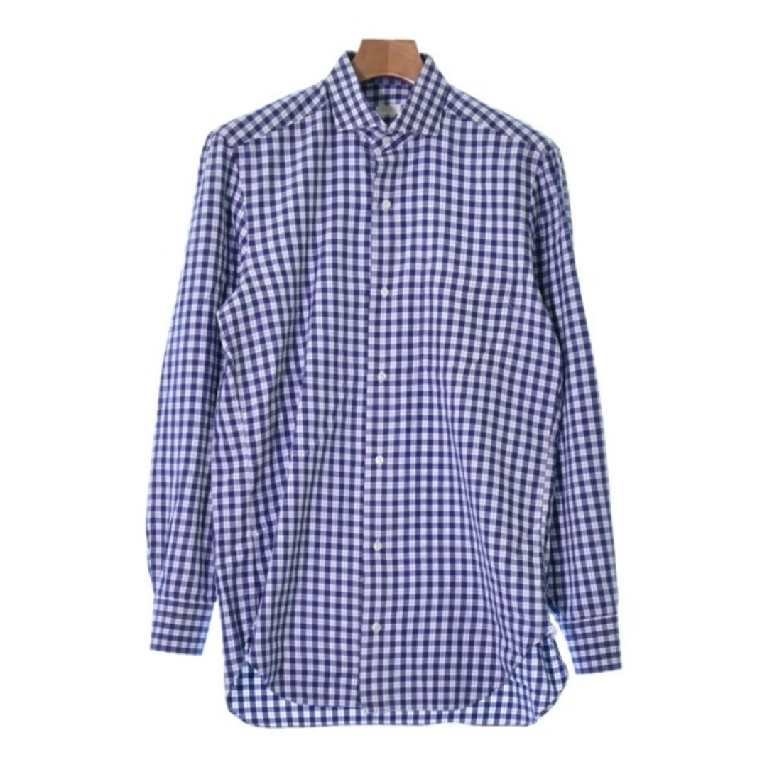 BARBA バルバ カジュアルシャツ 39(M位) 紺x白(チェック)