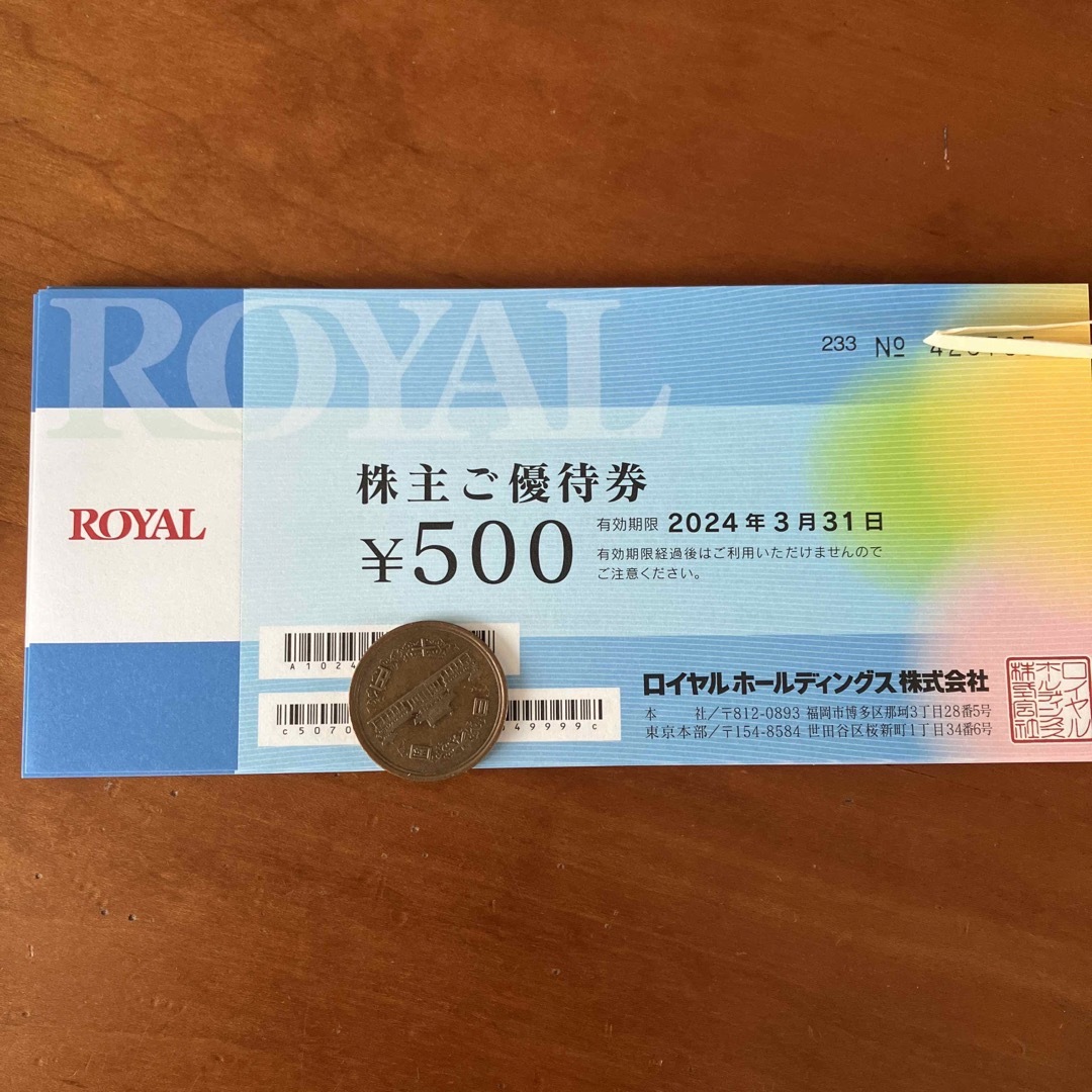 ロイヤルホールディングス 株主優待券 3,000円分 - 割引券