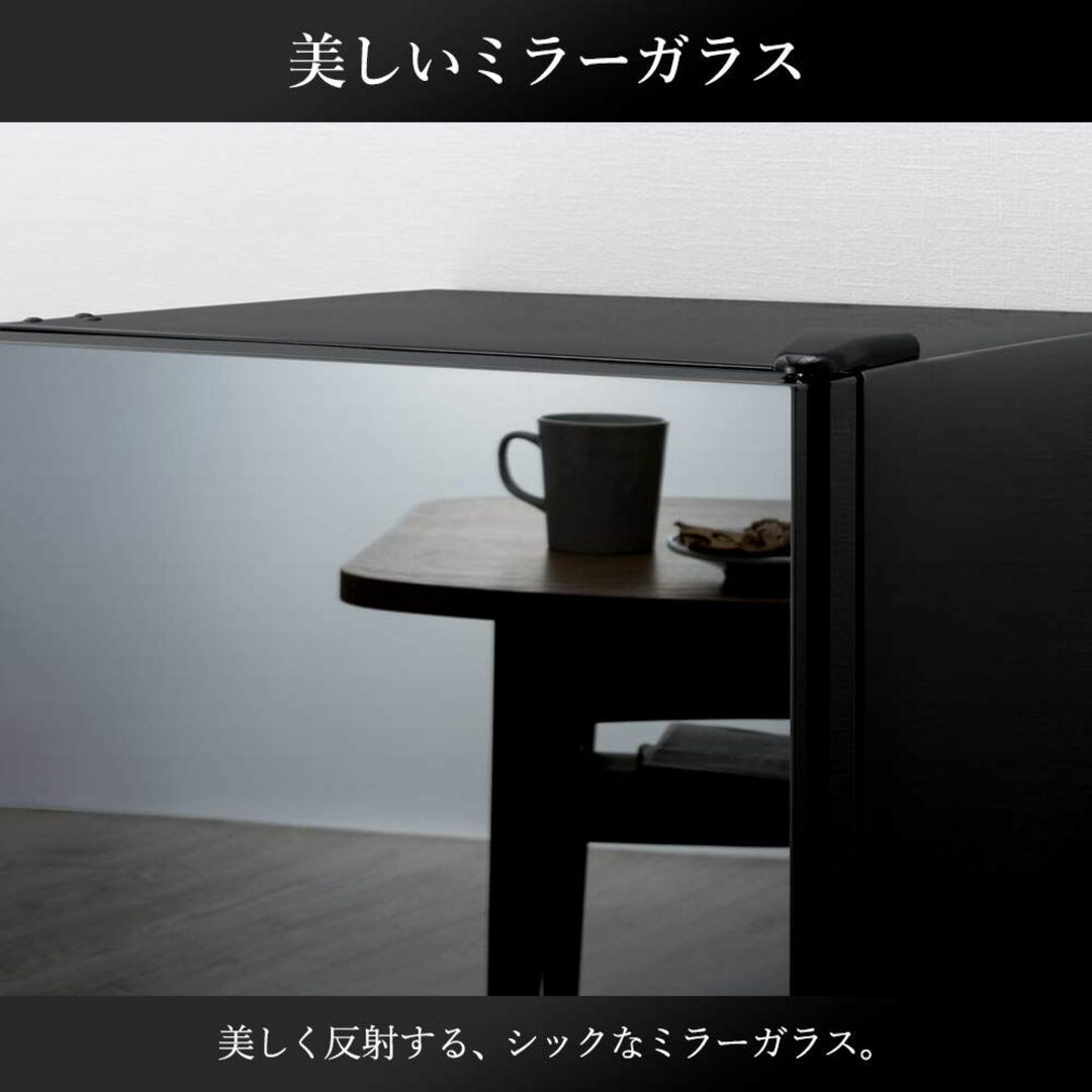 【色: ミラー調 ブラック】アイリスプラザ 冷蔵庫 42L 小型 家庭用 幅47 1