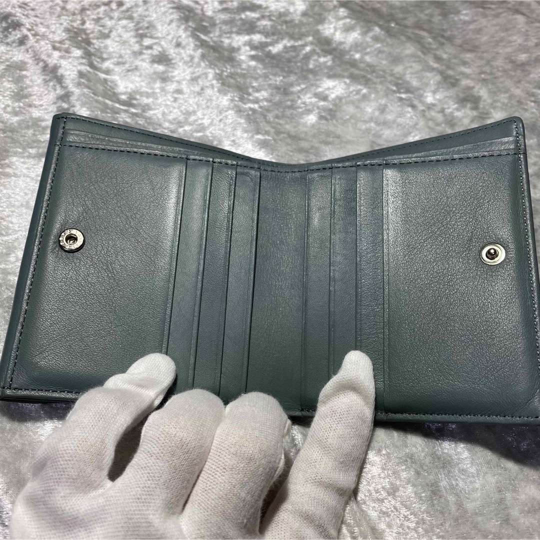 美品】マーガレットハウエル idea 二つ折り財布 箱付き ブルー レザー