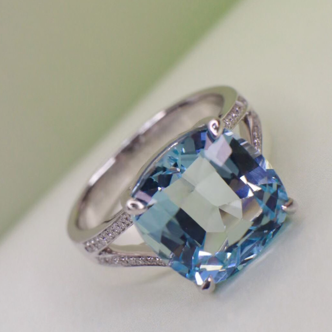 天然アクアマリン ダイヤ リング6ct k18 ¥ | フリマアプリ ラクマ 天然アクアマリン ダイヤ リング4.66ct k18 ¥