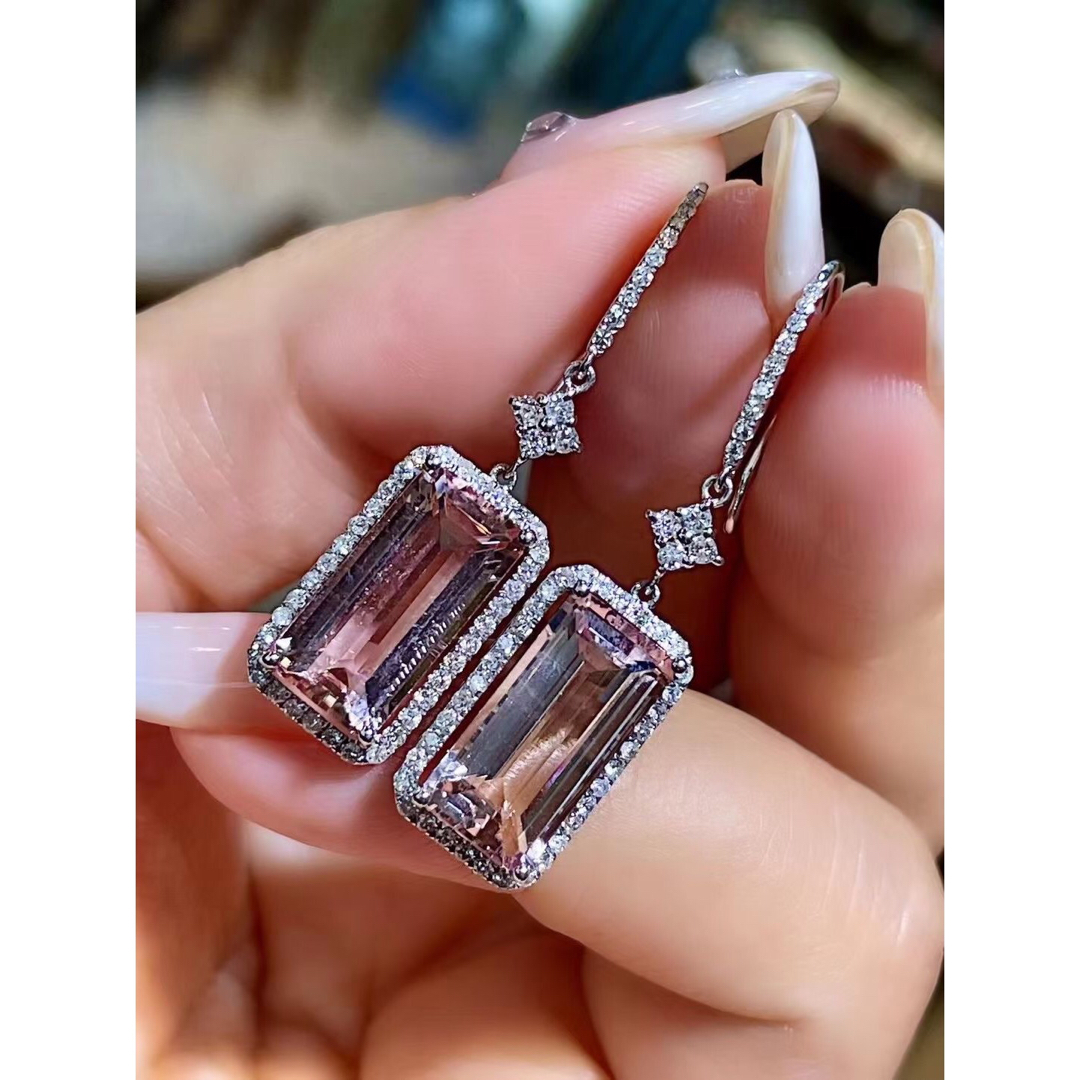 ⭐天然モルガナイト  ダイヤ  ピアス k18 7.62ct