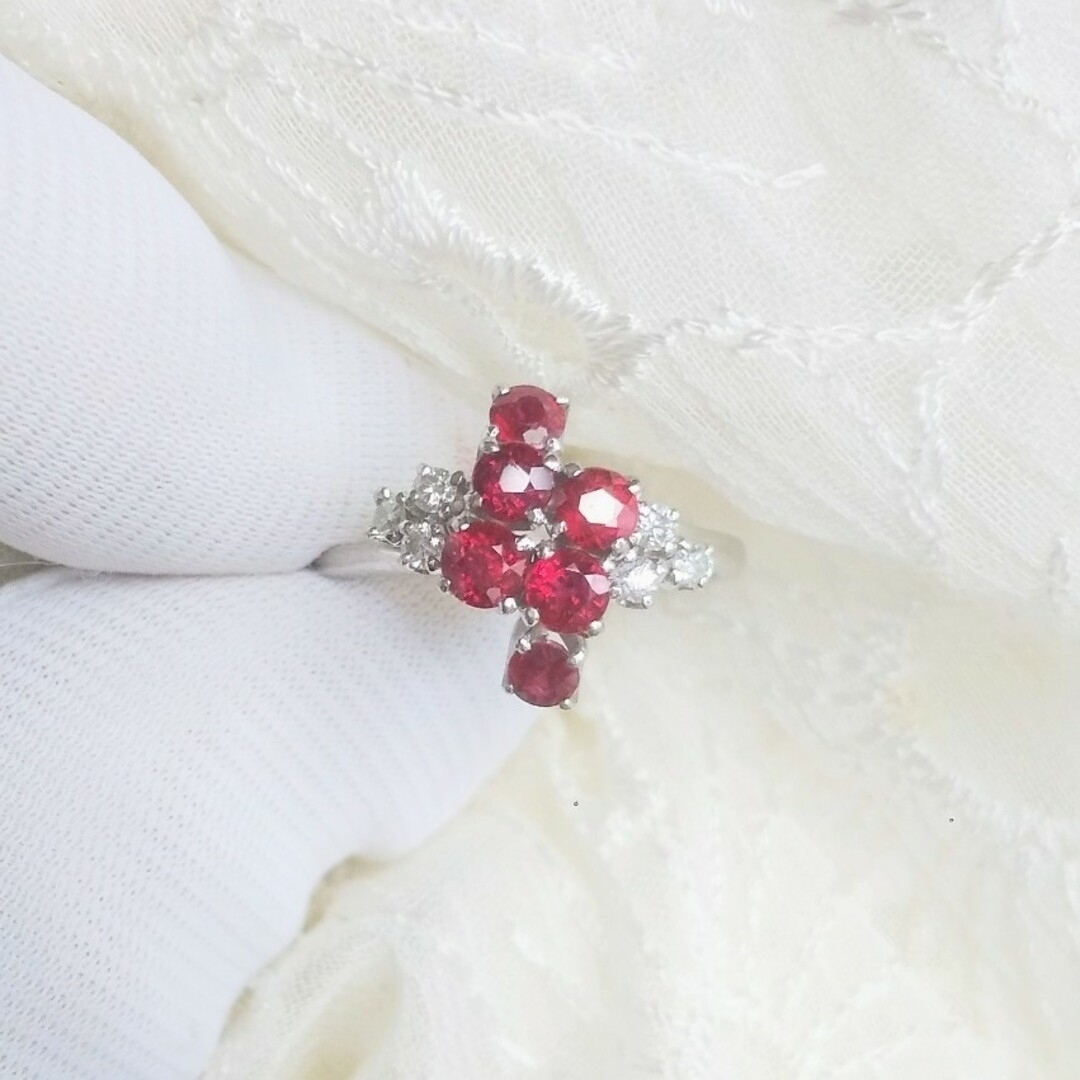 真っ赤なルビー1.11ct プラチナリング-