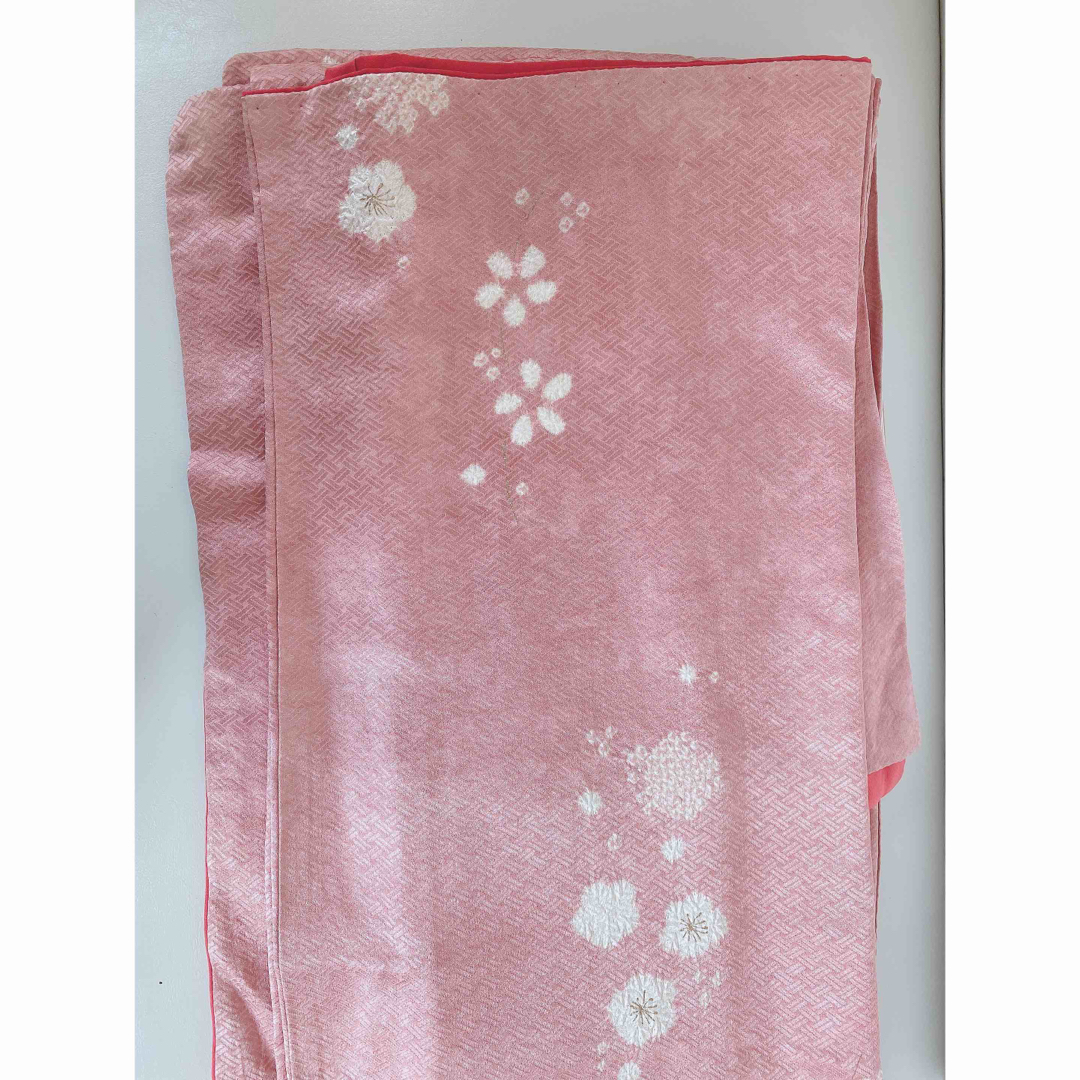 正絹着物(ピンク・桜・一部絞り)156cm&古典調袋帯セット