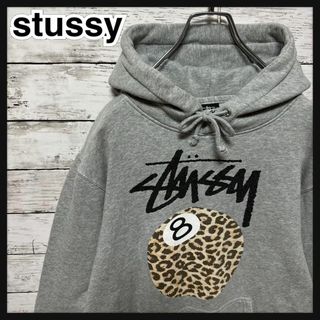 (h56)【希少レア】STUSSY 8ボール レオパード ラグラン パーカー