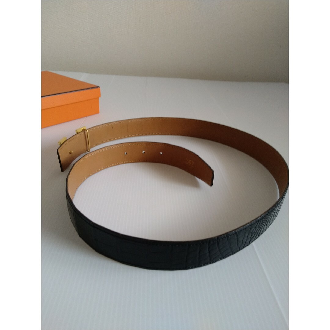 エルメス☆究極メンズベルト クロコダイル アリゲーター☆極美品 黒 90
