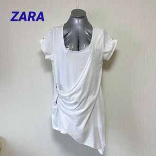 ザラ(ZARA)のZARA 白 コットン ファスナー飾り付き チュニック(チュニック)