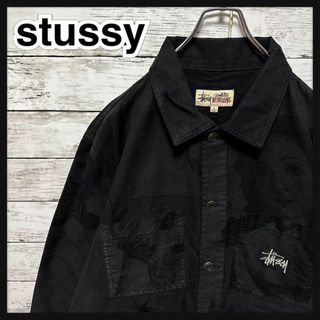 【人気Lサイズ】ステューシー☆総柄 刺繍ワンポイントロゴ カバーオール 美品