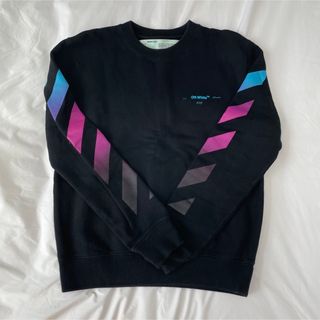 OFF-WHITE オフホワイト スウェット サイズ:XL 21AW アロー ラバープリント オーバーサイズ クルーネック スウェットシャツ RUBBER ARROW SKATE CREWNECK ネイビー 紺 トップス トレーナー【メンズ】