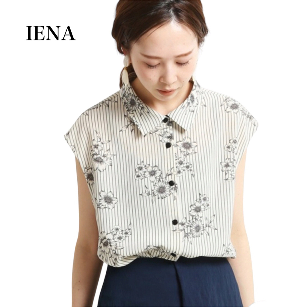 IENA - 美品 イエナ ストライプ フラワー ノースリーブ シャツブラウス ...