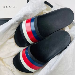 グッチ(Gucci)の【新品同様】GUCCI  グッチ　サンダル　ラバーサンダル　トリコロール(サンダル)