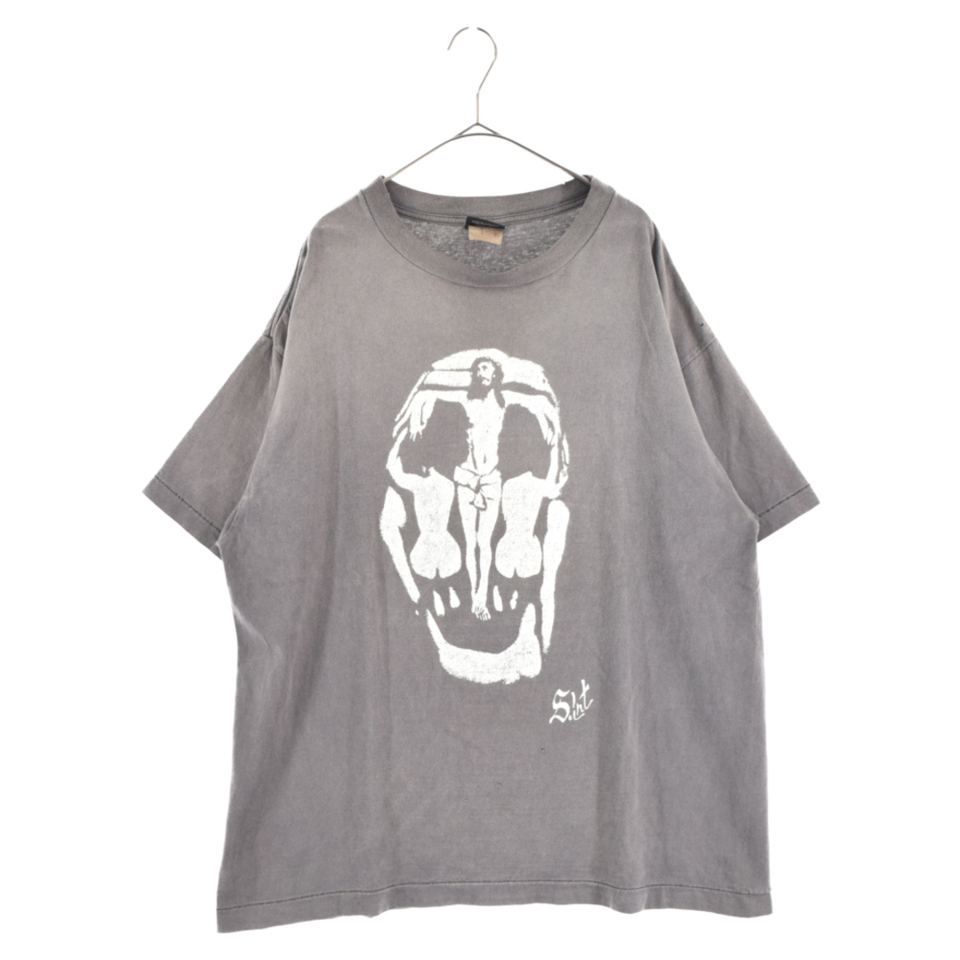 73センチ身幅SAINT MICHAEL セントマイケル 23SS JESUS S/S TEE SM-S23-0000-012 ヴィンテージ加工 ジーザス プリント半袖Tシャツ カットソー グレー