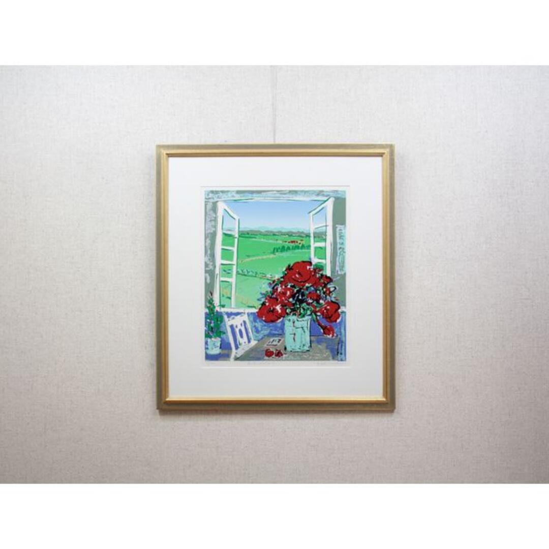 根田武彦『赤い花と北の大地Ⅱ』シルクスクリーン【真作保証】 絵画 6
