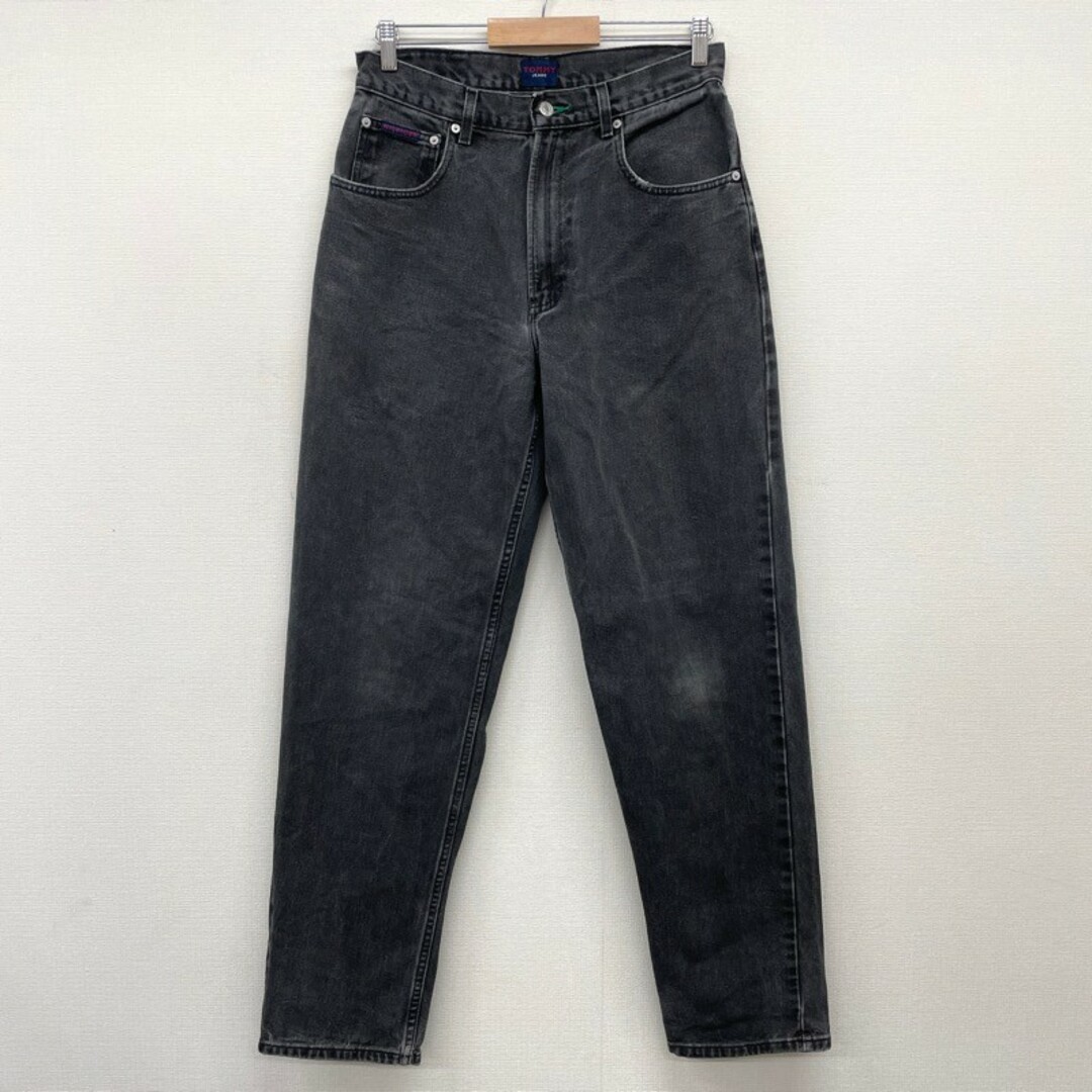 US古着 トミージーンズ TOMMY JEANS ブラックデニム パンツ テーパード ロゴ 刺繍 FREEDOM サイズ：W31 L32.5 ブラック 【中古】 メンズのスーツ(スラックス/スーツパンツ)の商品写真