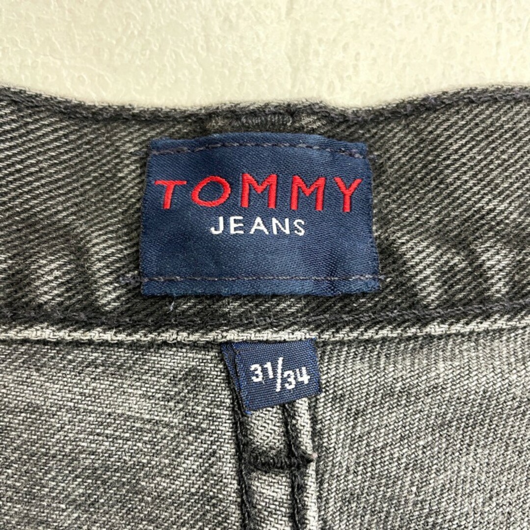 US古着 トミージーンズ TOMMY JEANS ブラックデニム パンツ テーパード ロゴ 刺繍 FREEDOM サイズ：W31 L32.5 ブラック 【中古】 メンズのスーツ(スラックス/スーツパンツ)の商品写真