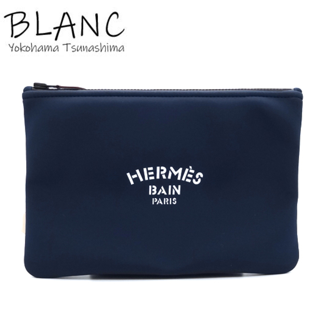 エルメス トゥルースフラットポーチ ネオバン MM Neobain ポリアミド エラスタン ネイビー マリン HERMES