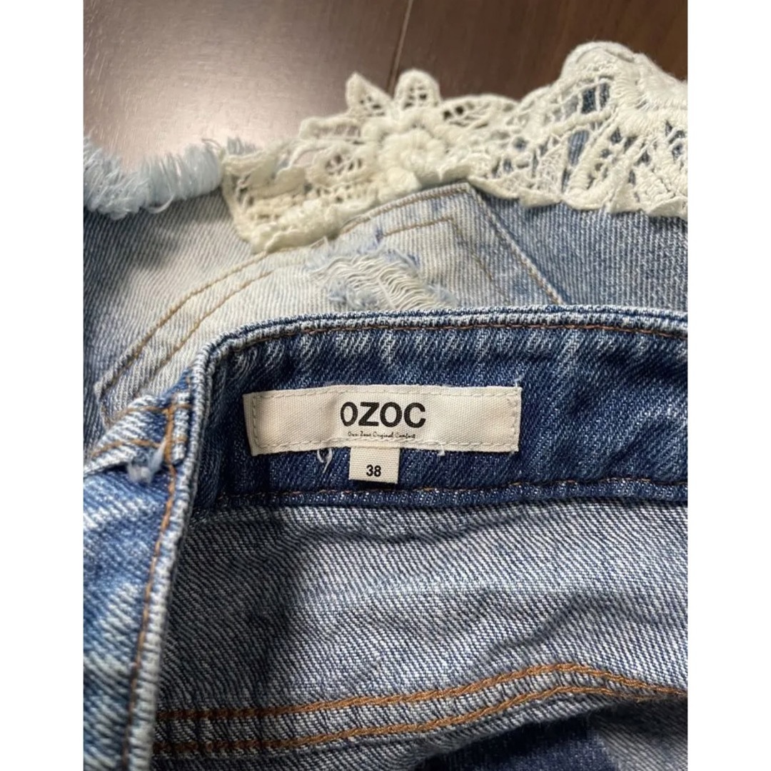 OZOC(オゾック)の【OZOC】裾レース ショーパン ブルー 38 レディースのパンツ(ショートパンツ)の商品写真