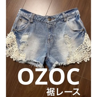 オゾック(OZOC)の【OZOC】裾レース ショーパン ブルー 38(ショートパンツ)