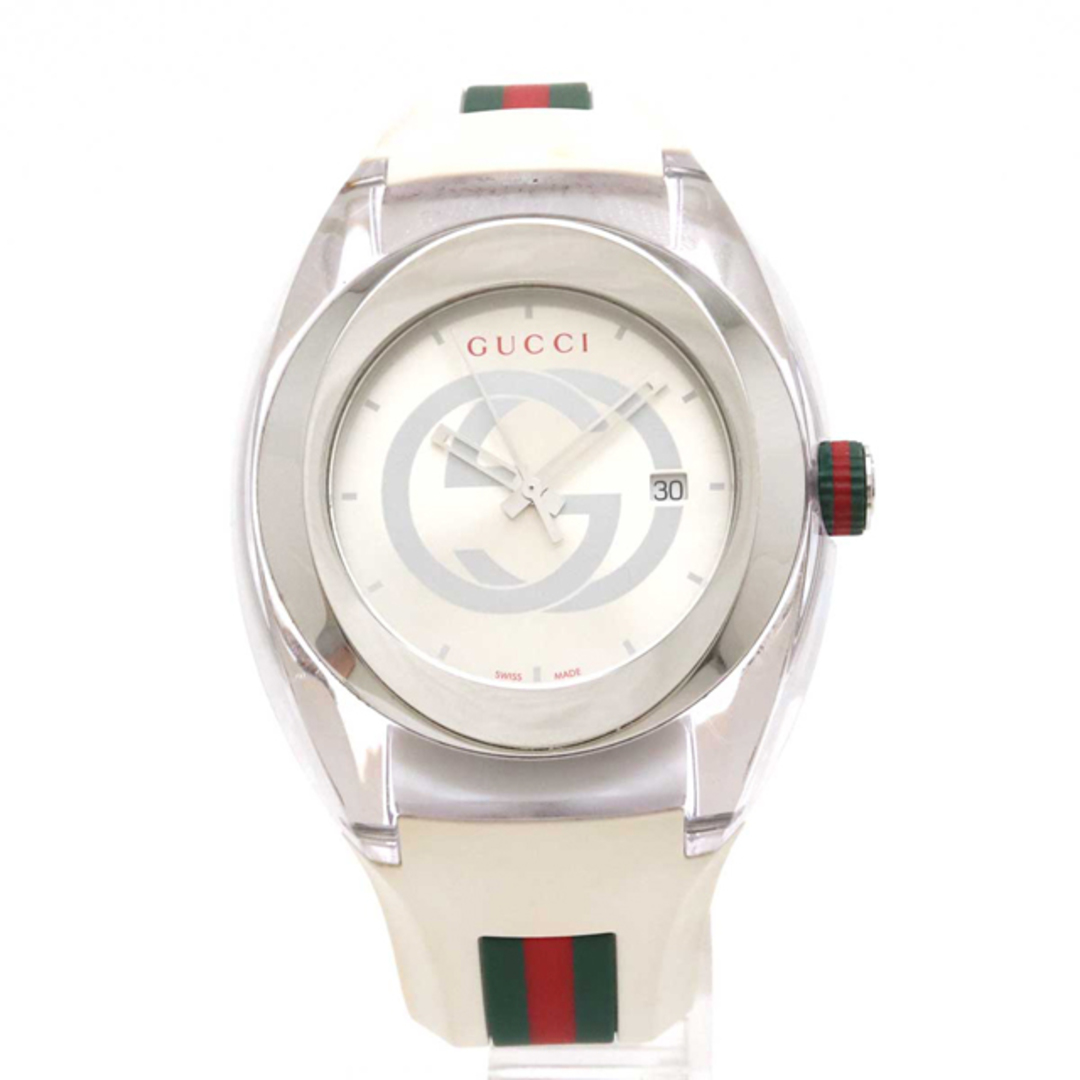 565 GUCCI グッチ時計 メンズ腕時計 シェリーライン ホワイト文字盤-