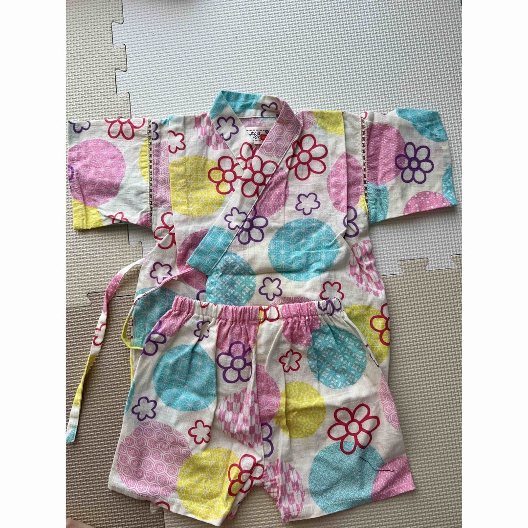 【美品】女の子　甚平90cm キッズ/ベビー/マタニティのキッズ服女の子用(90cm~)(甚平/浴衣)の商品写真