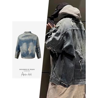 バレンシアガ(Balenciaga)のデストロイ　オーバーサイズ　デニム　ジャケット　韓国　ストリート　好きに(Gジャン/デニムジャケット)