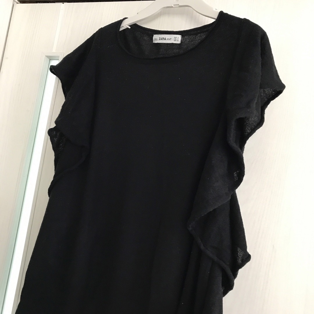 【美品】ZARA KNIT★レディース 半袖 フリル ニット セーター　S