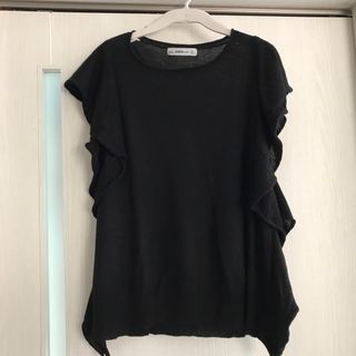 ザラ(ZARA)の【美品】ZARA KNIT★レディース 半袖 フリル ニット セーター　S(カットソー(半袖/袖なし))