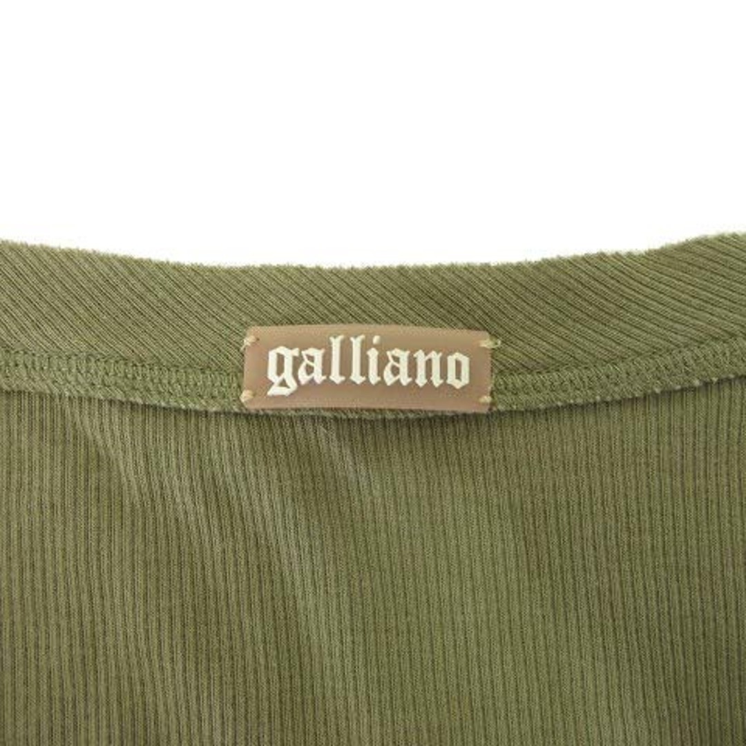 GALLIANO(ガリアーノ)のガリアーノ ノースリーブ カットソー リブ プリント M カーキ ■GY09 レディースのトップス(カットソー(半袖/袖なし))の商品写真