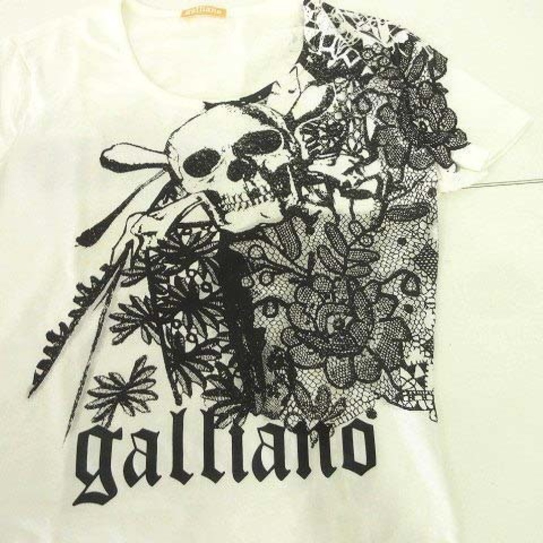 GALLIANO(ガリアーノ)のガリアーノ 半袖 Ｔシャツ カットソー スカル プリント XXS 白 ■GY09 レディースのトップス(Tシャツ(半袖/袖なし))の商品写真
