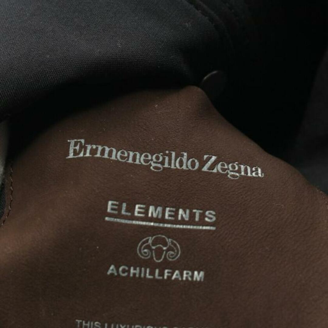 ELEMNTS ACHILLFARM ジャケット ウール シルク レザー ダークネイビー ダークブラウン