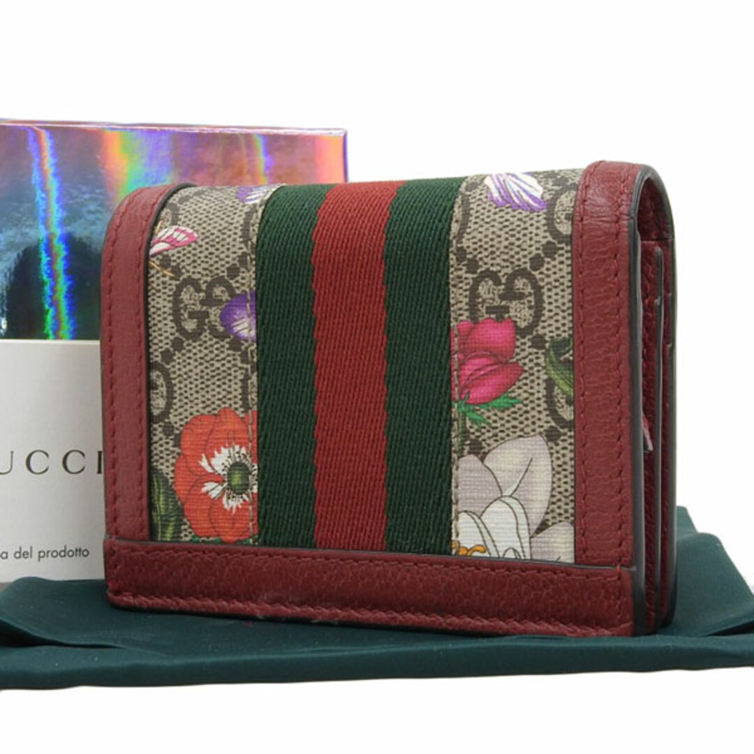 Gucci グッチ オフィディア GGフローラ レザー 二つ折り コンパクト