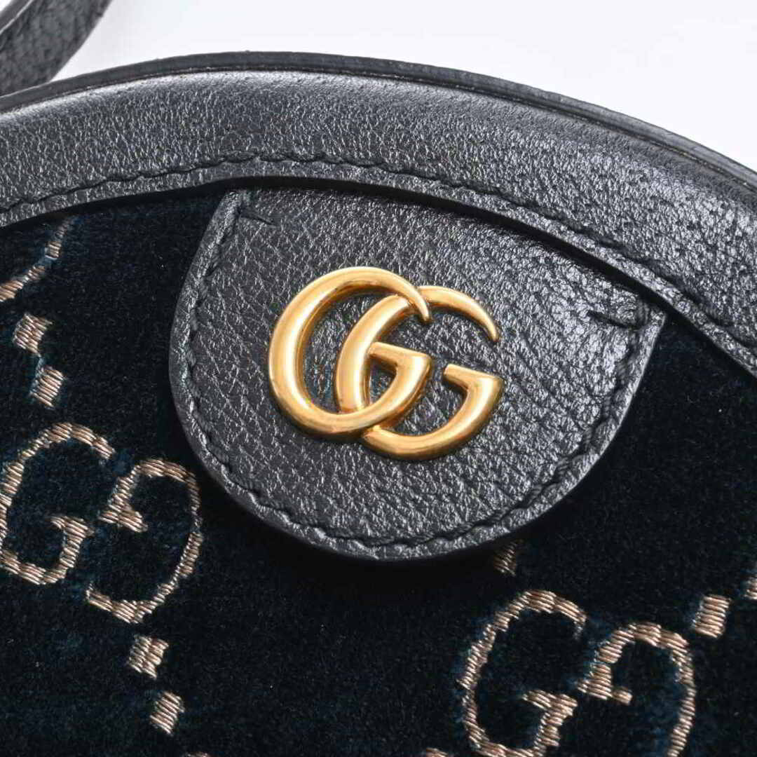 【中古】Gucci グッチ GGベルベット ラウンド ショルダーバッグ 574978 ブラック/ネイビー by