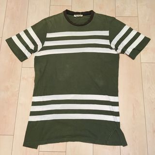 マルニ(Marni)のマルニ　イタリア製　ボーダーオーバーサイズ半袖Tシャツ　MARNI カーキ(Tシャツ/カットソー(半袖/袖なし))