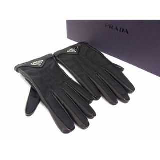 プラダ(PRADA)の■新品■未使用■ PRADA プラダ テスートナイロン×レザー×カシミヤ100％ グローブ 手袋 サイズ6 1/2 レディース ブラック系 AA7756fZ(手袋)