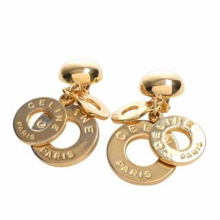 ☆CELINE☆ イヤリング ロゴ サークル リング ドーナツ フープ ゴールド-