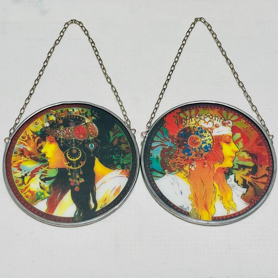 ミュシャ ステンドグラス「Byzantine Heads」2枚組 新品未使用