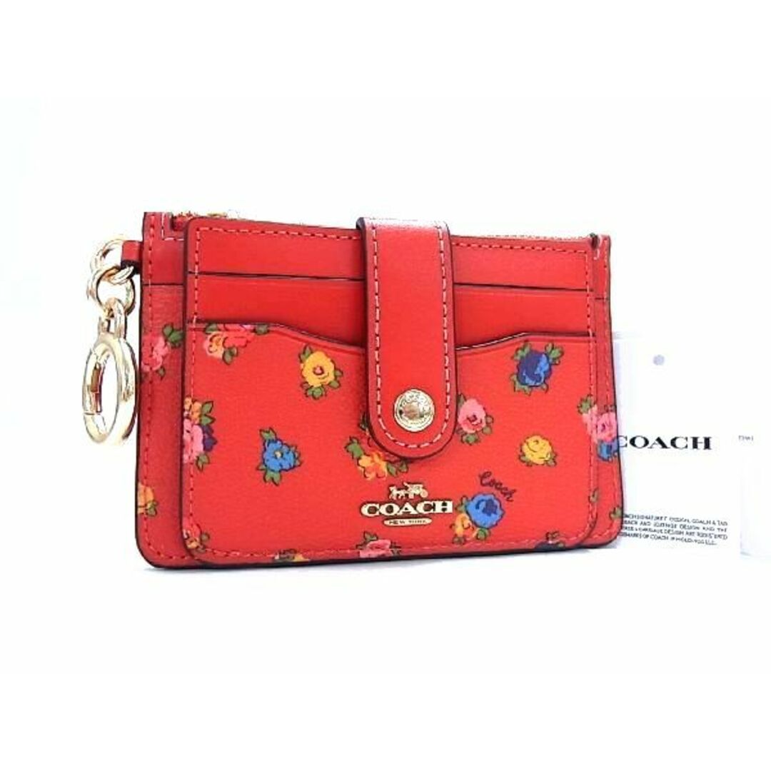 COACH(コーチ)の■新品■未使用■ COACH コーチ C9933 PVC フラワー 花柄 キーリング付き カードケース コインケース カード入れ レッド系 BC4647ｱZ  レディースのファッション小物(その他)の商品写真