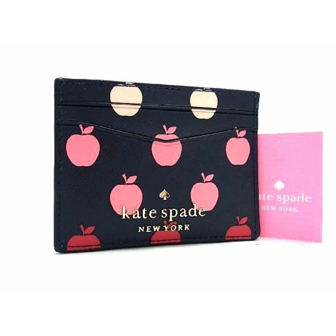 ■新品■未使用■ kate spade ケイトスペード K8297 PVC アップル リンゴ カードケース カード入れ レディース ネイビー系 BC4652ｱZ