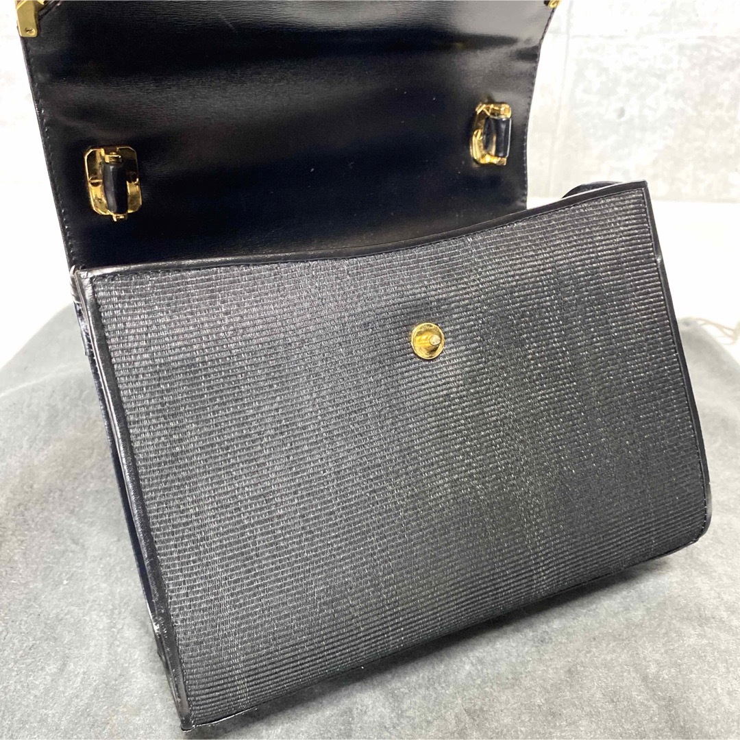 美品】COMTESSE ホースヘア×レザー ブラック ジャッキー ハンドバッグ-