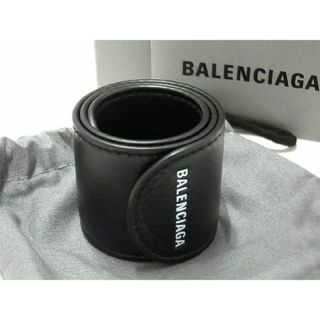 ■新品■未使用■ BALENCIAGA バレンシアガ 483272 レザー バングル ブレスレット アクセサリー ブラック系 AI5552ｱP