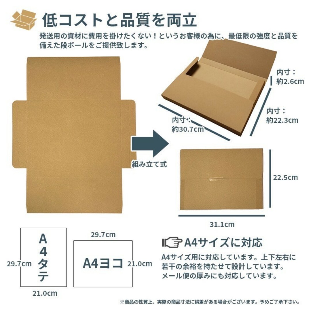 ネコポスクリックポストゆうパケット A4ダンボール ヤッコ型100枚+10枚可。