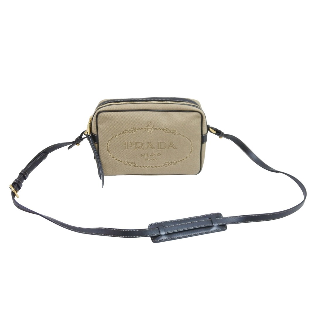 PRADA PRADA プラダ ショルダーバッグ 三角プレート LOGO JACQUARD 1BH089 ベージュ ゴールド金具 美品 中古 52884の通販 by warashibe_casanova PRADA プラダ ハンドバッグ ベージュ 金ロゴ