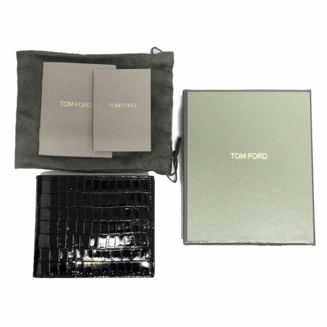 23aw トムフォード クロコダイル 型押し レザー 二つ折り 財布▽8