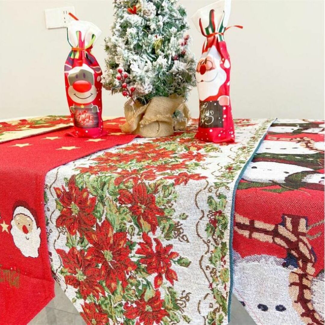 クリスマス　テーブル　ランナー　タッセル付き　ゴブラン織　USA