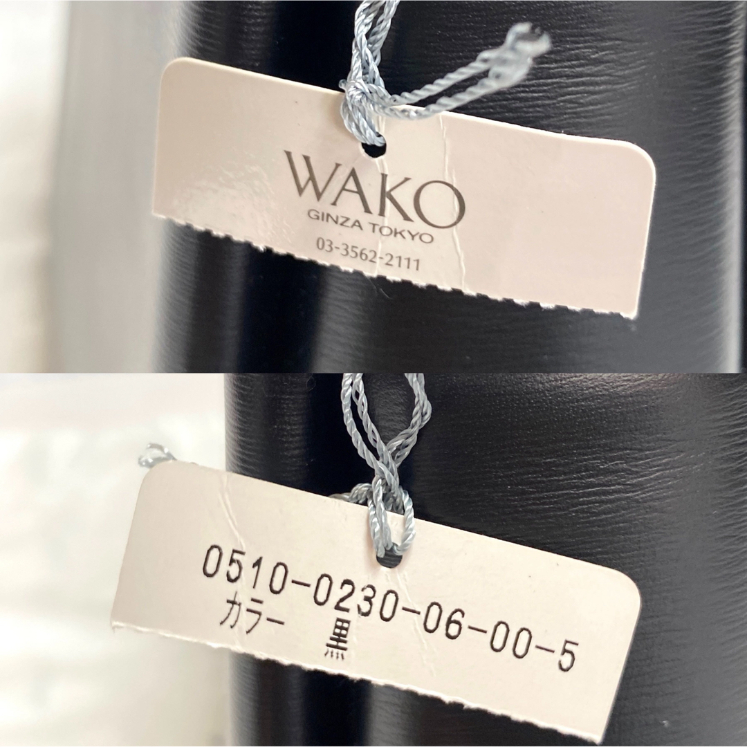 【美品】WAKO 銀座和光 現行品 カーフレザー 黒 ゴールド金具 ハンドバッグ