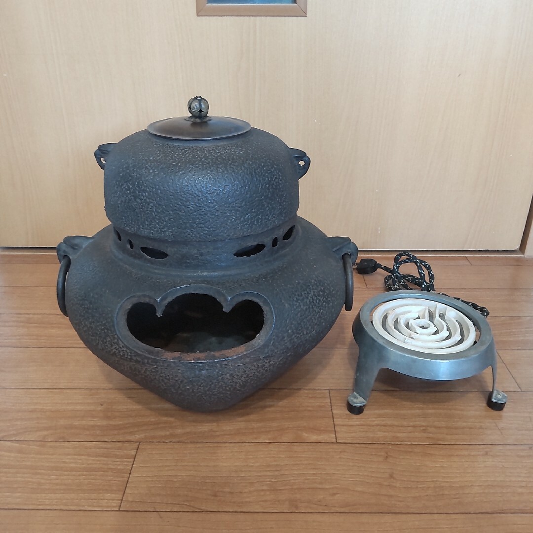 茶道具風炉　釜　電熱器　お茶釜セット　タキイ式電熱器